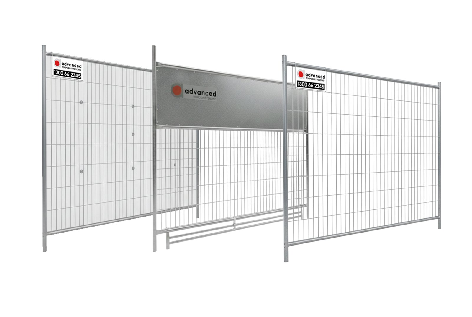 Temporary fencing panels on a work site